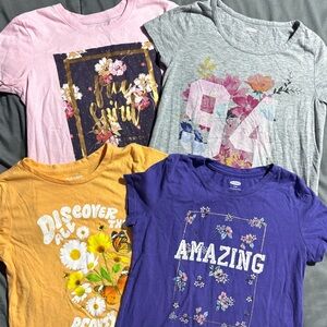 Old Navy Kids Girls Size 8 Medium Tshirt 4Pc Top Bundle Set